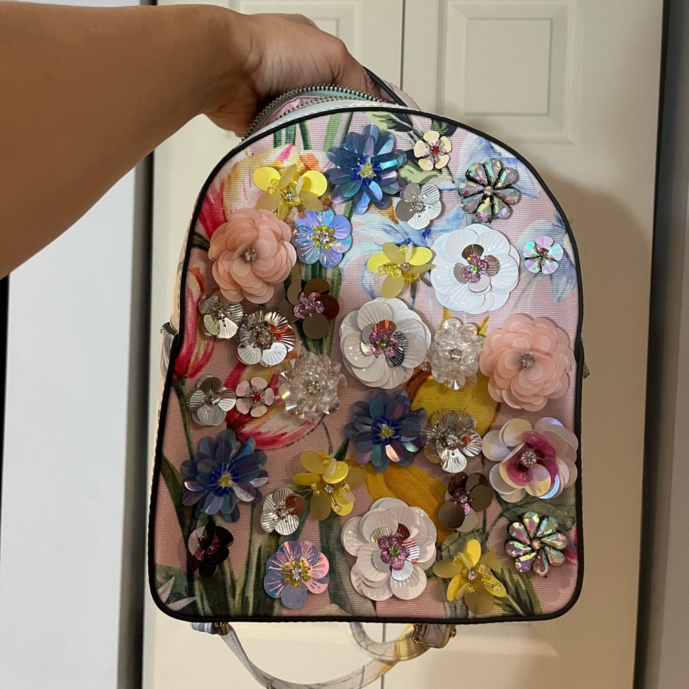 Embellished bag, beaded floral bag